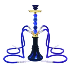 4-Hose Premium Hookah Set with Large Glass Vase and Narguile Bowl